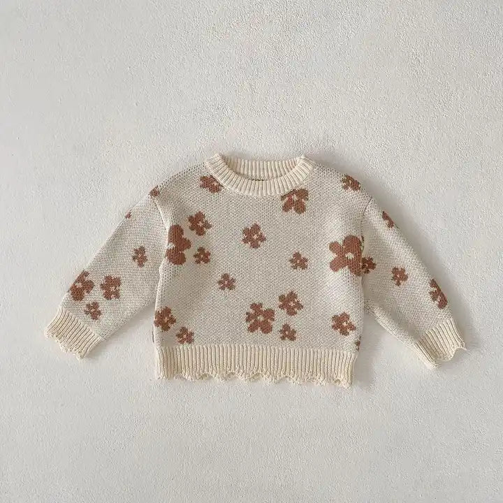 Flower Print Knitted Sweater